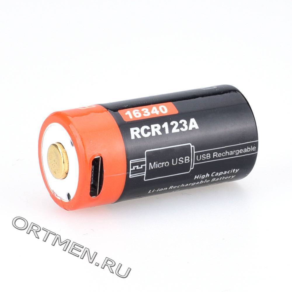 Аккумулятор 16340 FiTorch (650 mAh) с зарядкой USB