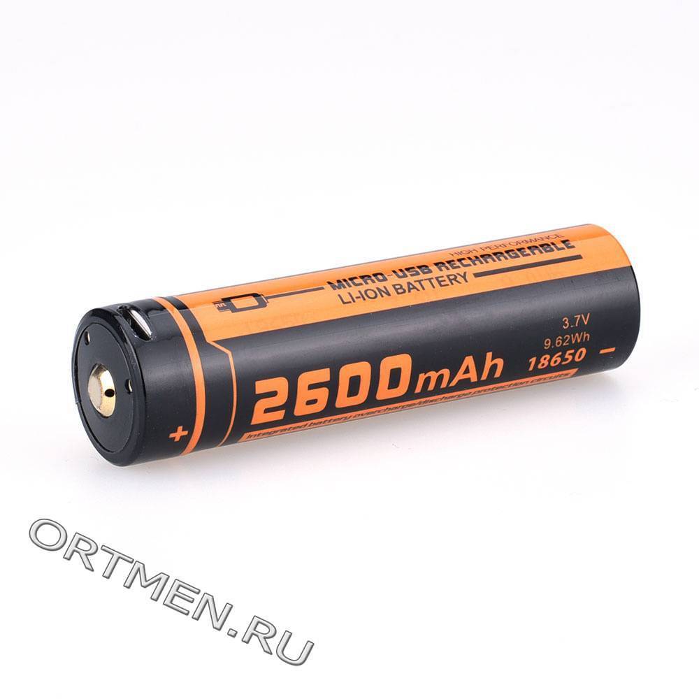 Аккумулятор 18650 FiTorch (2600 mAh) с зарядкой USB