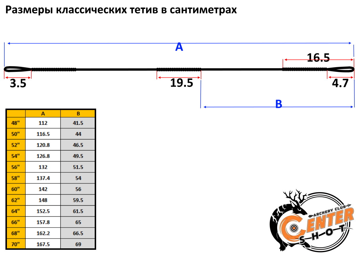 Тетива для классического лука 48" черная