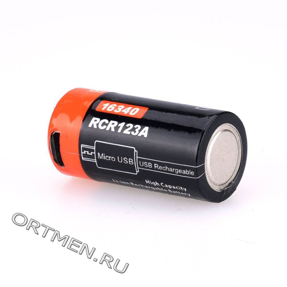 Аккумулятор 16340 FiTorch (650 mAh) с зарядкой USB