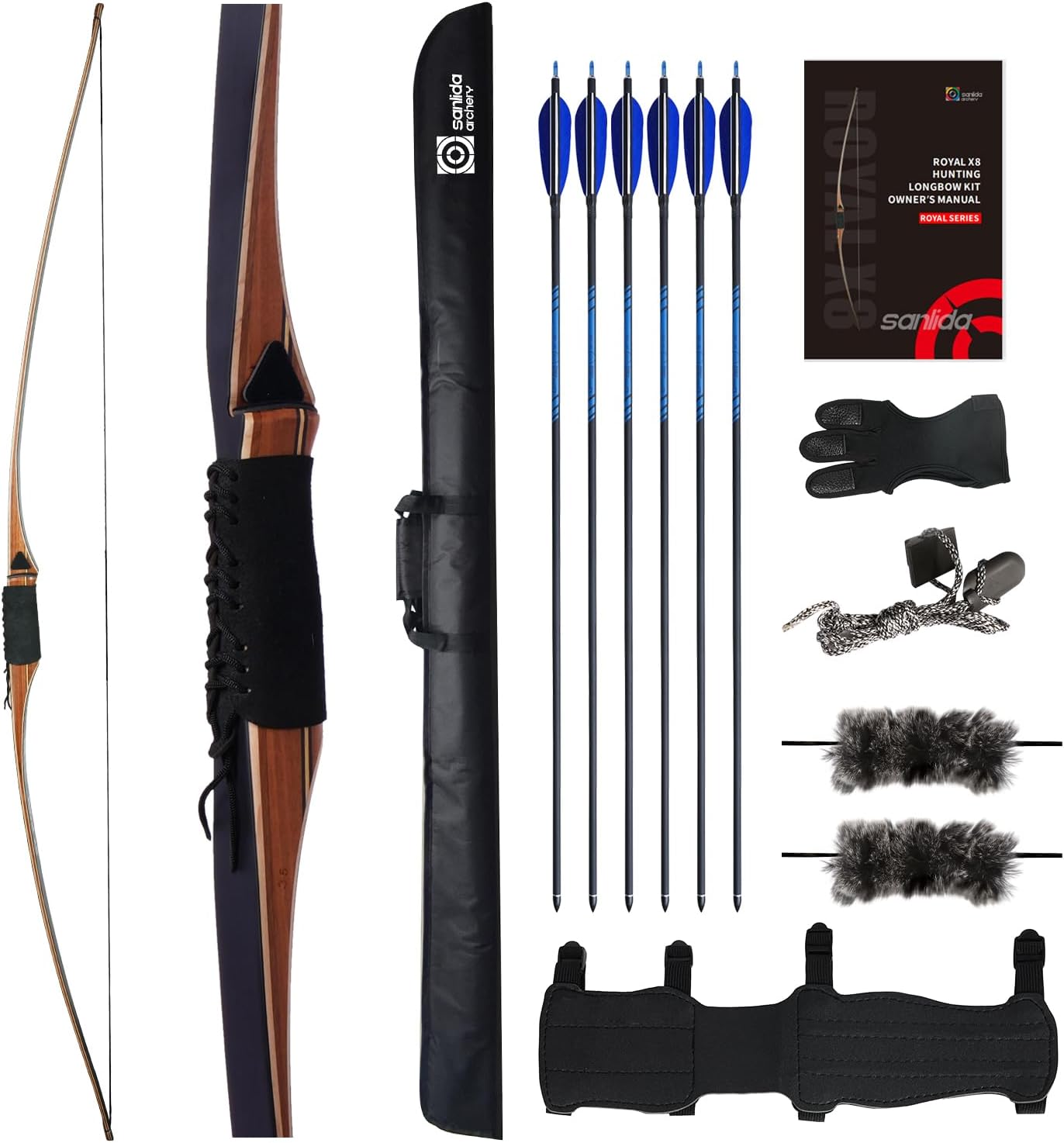 Лук традиционный длинный Sanlida Royal X8 68" Long bow комплект
