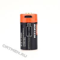 Аккумулятор 16340 FiTorch (650 mAh) с зарядкой USB